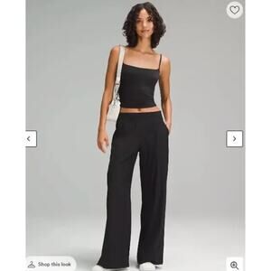 Lululemon Pants Womens 10 Swift Mid Rise Wide Leg Black Athletic Work Business